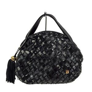 Auth BALLY - Black Leather Patent Leather (Synthetic Leather) Handbag